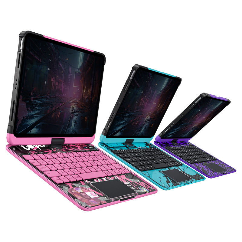Protective edge design on transparent rotating iPad keyboard case